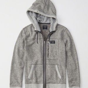 A&F grey fleece zip-up hoodie sweater XL